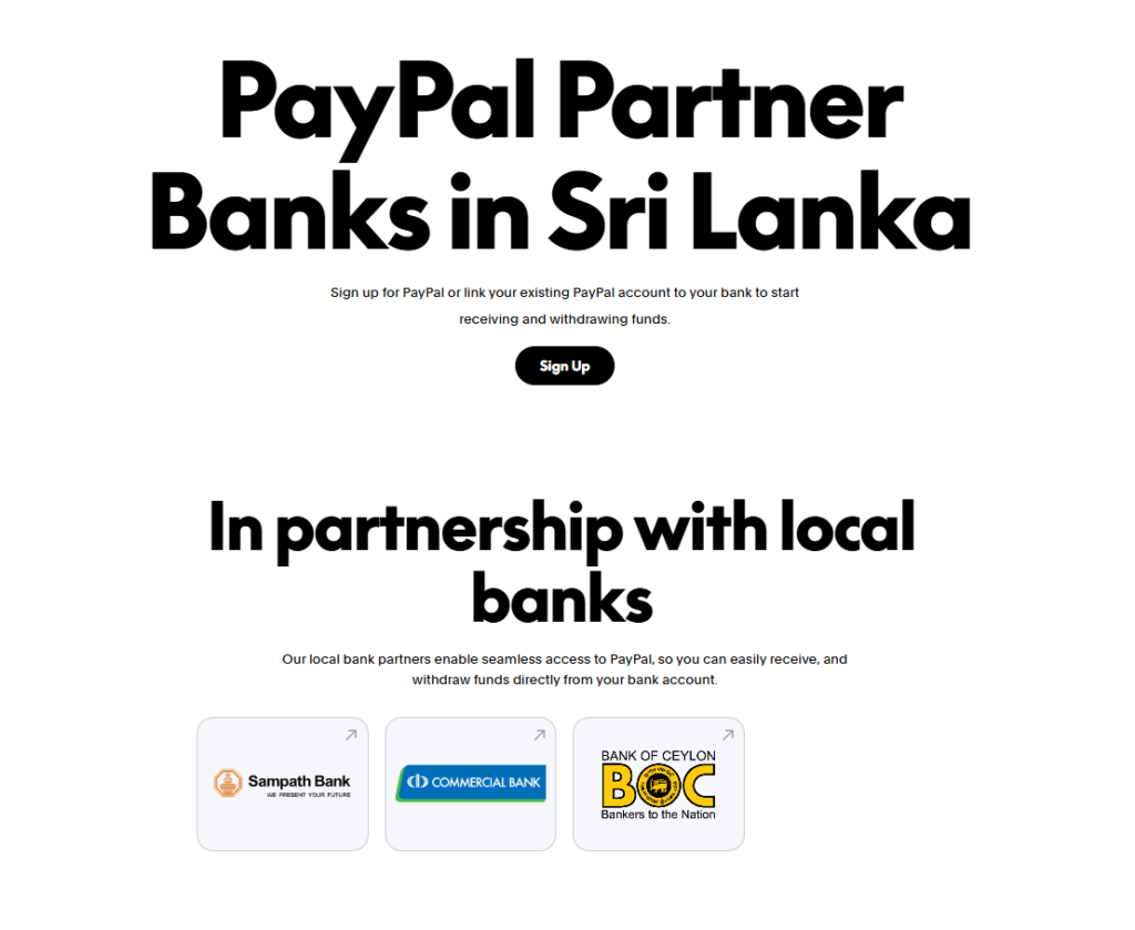 PayPal Partner Banks in Sri Lanka